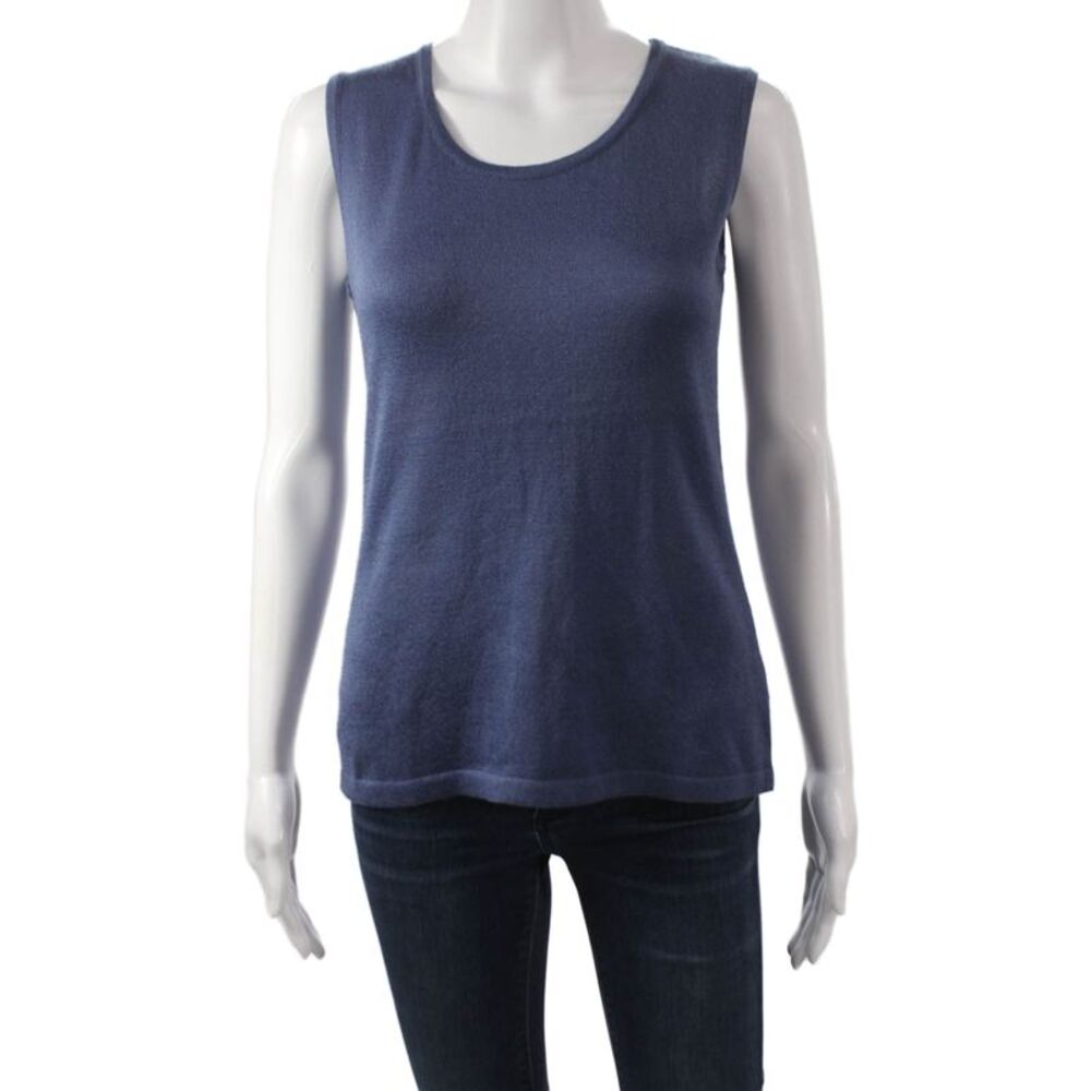 Jennifer Tyler Women Blue Basic Tank Round Neck Sleeveless Size 48